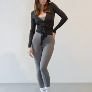 PILATES WRAP TOP - Espresso