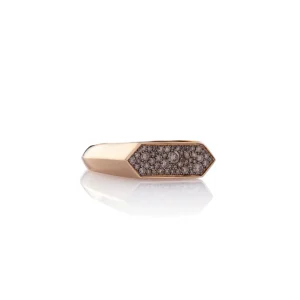 1909 Callegari „Solid“ Ring aus Roségold mit braunem Diamant-Pavée – Ref. UJ644