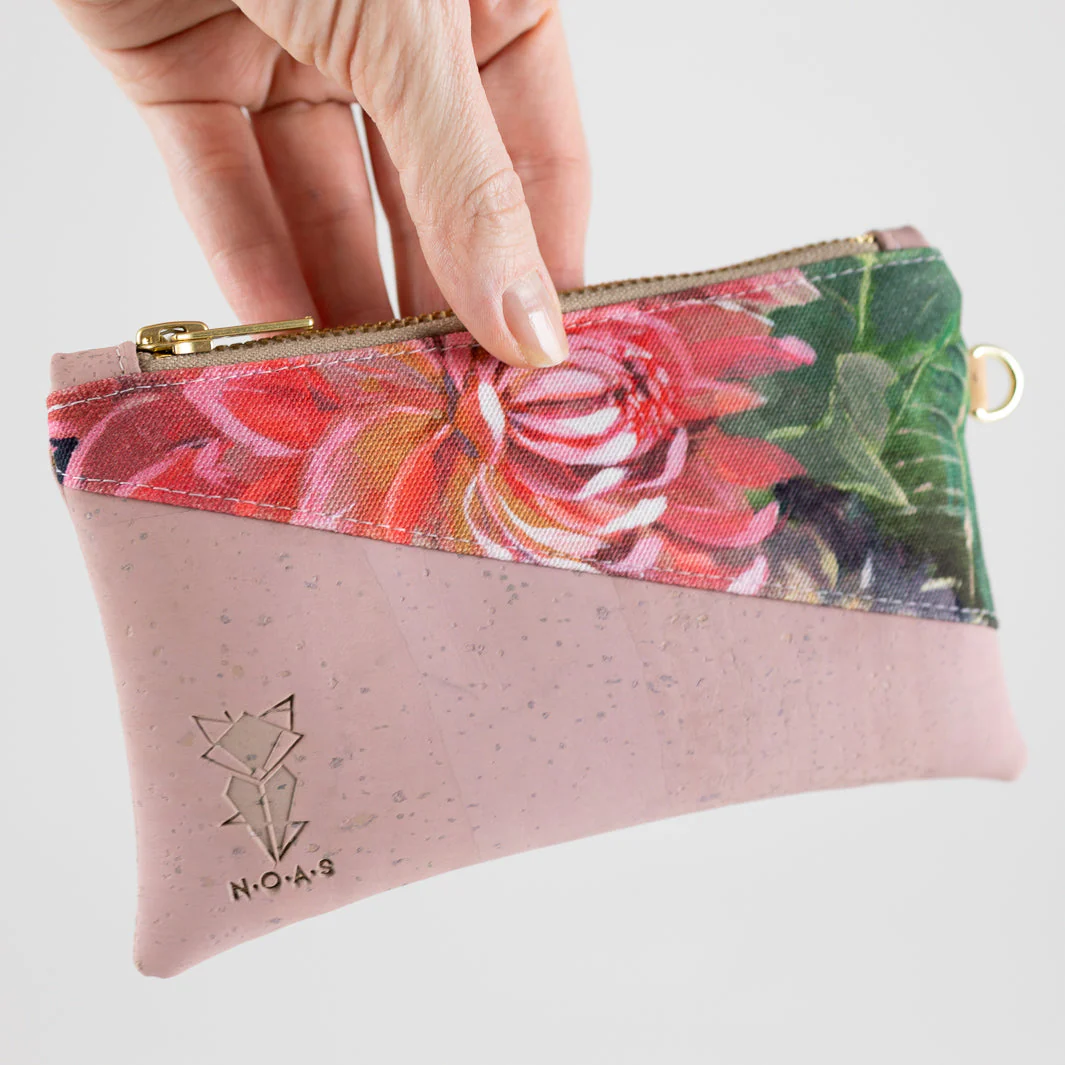 Mini-Geldbörse Spring Blossom Kork Rosa mit Kartenfächern - vegan und handgefertigt in Berlin | NOAS – Bild 6